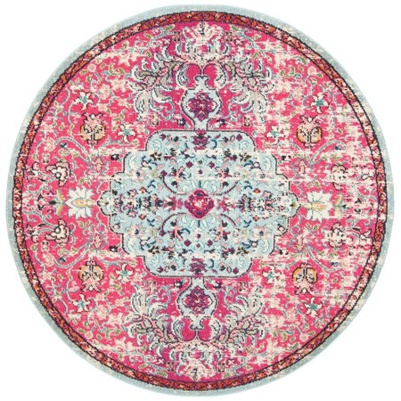 Safavieh 3 x 3 ft. Madison 400 Power Loomed Round Area Rug; Fuchsia & Teal MAD447R-3R
